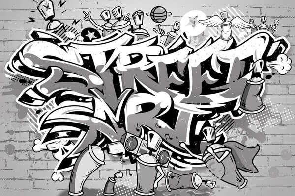 Tapeta šedý Street Art nápis se spreji
