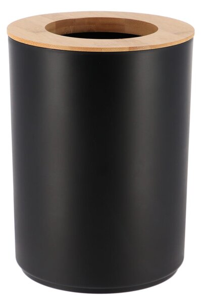 Odpadkový koš Besson, černá/s dřevěnými prvky, 5L