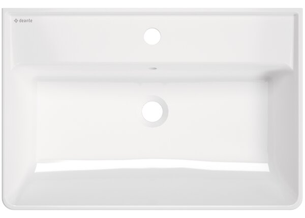 Deante Temisto, keramické umyvadlo na desku/závěsné s poličkou pod baterii 610x410x112 mm, bílá, CDT_6U7S