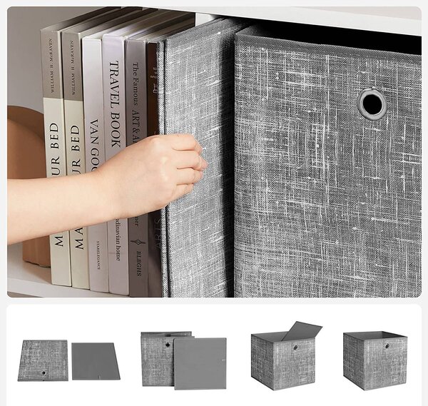 Úložný box Grey, sada 6ks, 30x30x30 cm, šedá