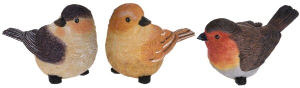 Zahradní figurka z polistone Little Birds, sada 3ks, 9 cm, vícebarevná