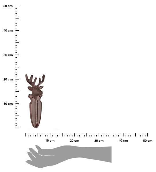 Nástěnný teploměr Deer, 22x9,5 cm, litina, hnědá