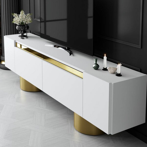 Televizní stolek Bohem White and Gold