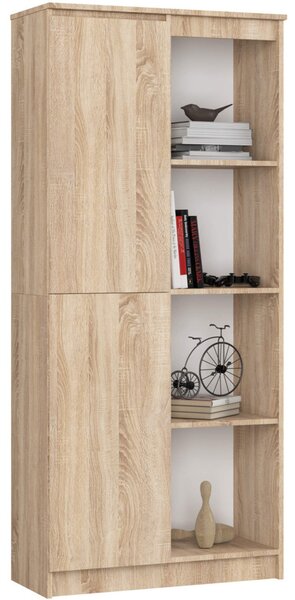 Regál R 80cm 1 dvířka 4 poličky dub sonoma