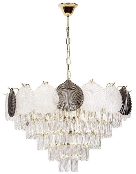 Toolight Toolight, křišťálová závěsná lampa Ø60 cm, 9xE14, SWE084-CP, zlatá, OSW-30213