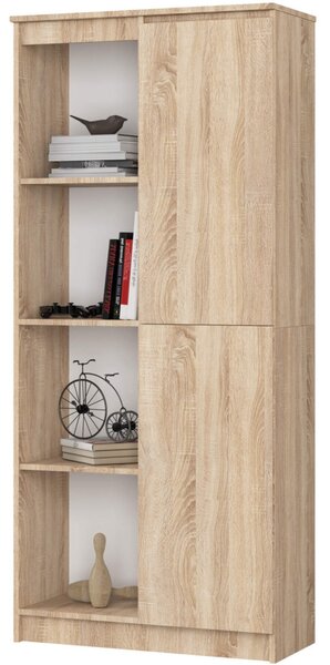 Regál R 80cm 1 dvířka 4 poličky dub sonoma
