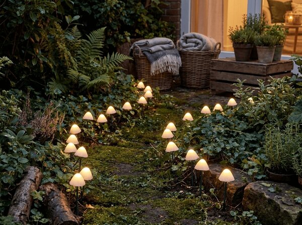Zahradní LED světla MUSHROOMS 20 ks, 380 cm