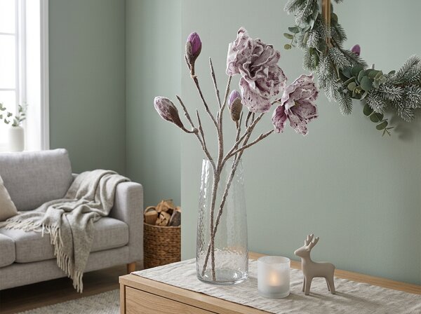 Umělá větvička FROST MAGNOLIA 110 cm, fialová