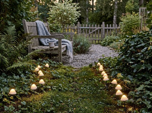 Zahradní LED světla MUSHROOMS 20 ks, 380 cm