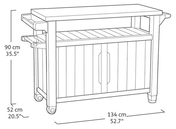 Odkládací grilovací stolek 134x52 cm Unity – Keter