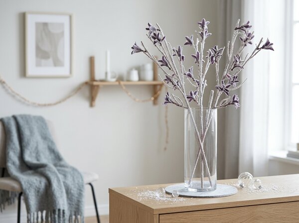 Umělá větvička FROST BLOOM 120 cm, fialová
