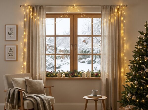LED světelný řetěz AURALIS 7,9 m, teplá bílá