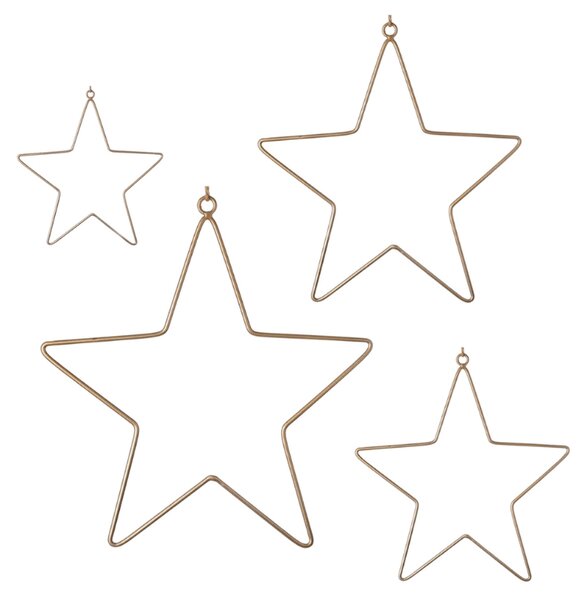 Závěsná vánoční dekorace GOLD STARS, sada 4 ks