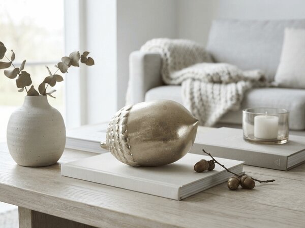 Dekorativní soška GOLDEN ACORN 18 cm, zlatá