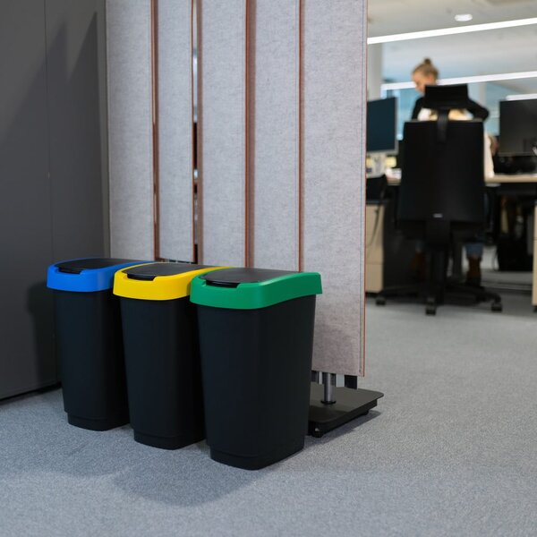 Černé odpadkové koše v sadě 3 ks na tříděný odpad z recyklovaného plastu 25 l Twist – Rotho