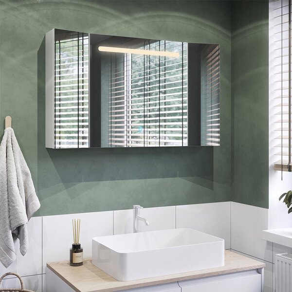 Koupelnová zrcadlová skříňka Vicco Curved Bílá 100 x 60 cm, Model 62178
