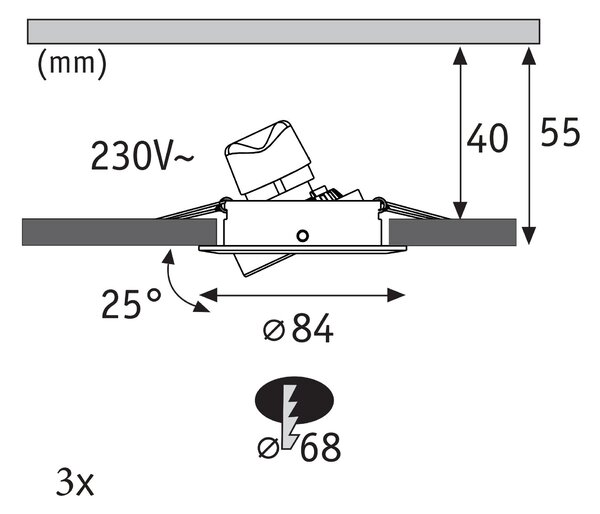 P 92271 LED vestavné svítidlo Nova GU10 Flat výklopné 3x4,9W 230V 2700K bílá mat - PAULMANN