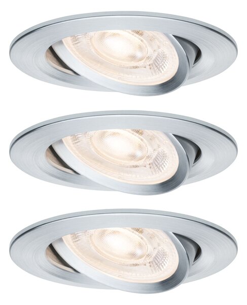 P 92273 LED vestavné svítidlo Nova GU10 Flat výklopné 3x4,9W 230V 2700K hliník broušený - PAULMANN