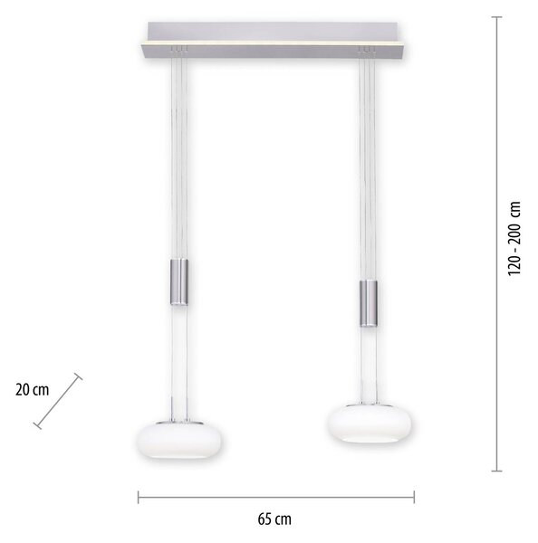 Q-Smart-Home Paul Neuhaus Q-ETIENNE LED závěsné světlo 2 zdroje, stmívatelný, Hliník / šedá / zinek, Obývací pokoj / jídelna, kov, Moderní