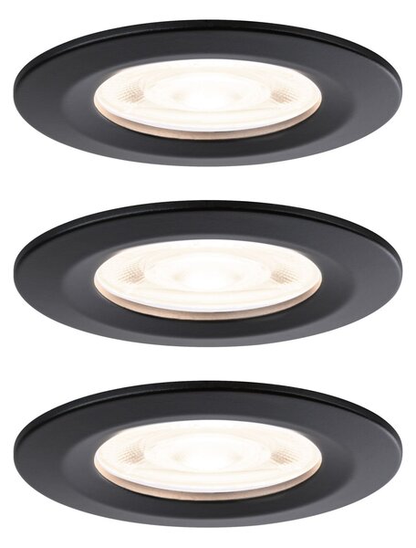P 92311 LED vestavné svítidlo Nova GU10 Flat nevýklopné IP44 3x4,9W 230V 2700K černá mat - PAULMANN