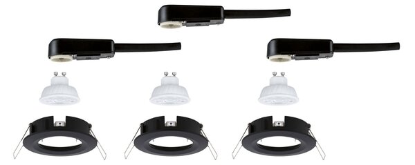 P 92311 LED vestavné svítidlo Nova GU10 Flat nevýklopné IP44 3x4,9W 230V 2700K černá mat - PAULMANN