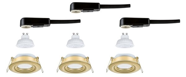 P 92419 LED vestavné svítidlo Nova Plus GU10 Flat IP65 93mm 3x4,9W 230V stmívatelné 2700K zlatá mat - PAULMANN