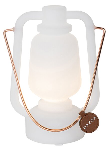Stolní lampa dobíjecí 22 cm IP44 bílá - Storm Mini
