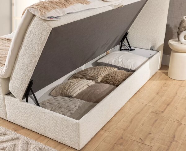 Jednolůžková kontinentální postel 120x220 GADALUPA - černá + topper