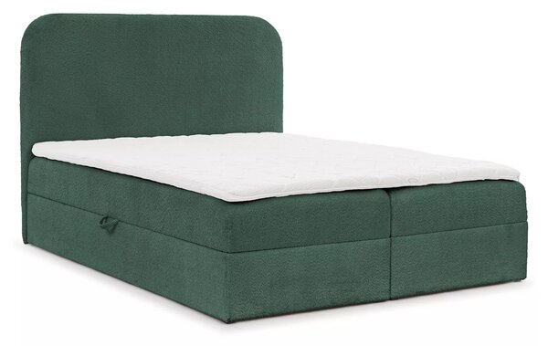 Jednolůžková kontinentální postel 120x220 GADALUPA - láhvově zelená + topper