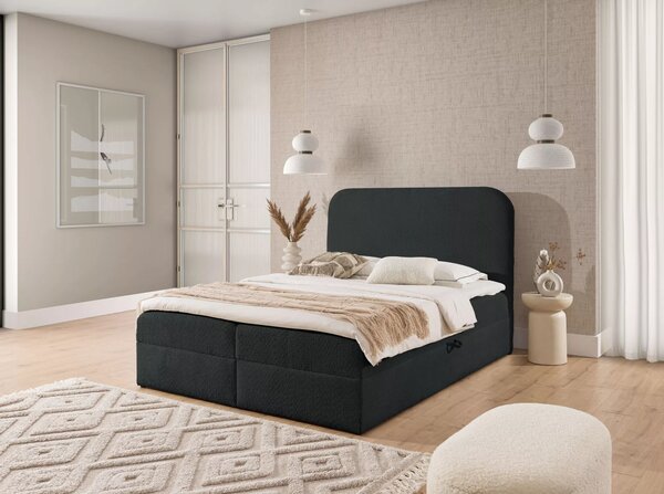 Jednolůžková kontinentální postel 120x220 GADALUPA - černá + topper