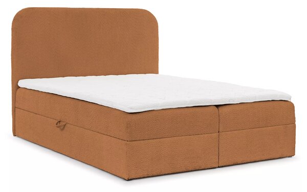 Jednolůžková kontinentální postel 120x220 GADALUPA - hnědá + topper