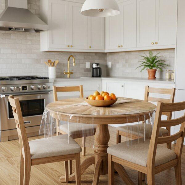 Průhledný kulatý tl. 0,12mm PVC ubrus hladký bez vzoru(různé velikosti)