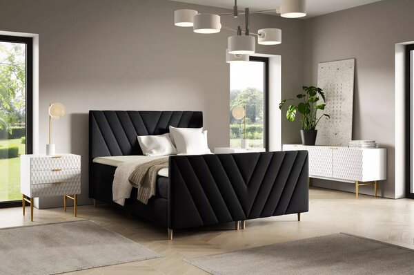 Kontinentální postel 120x220 ANAMARI PLUS - černá + topper ZDARMA