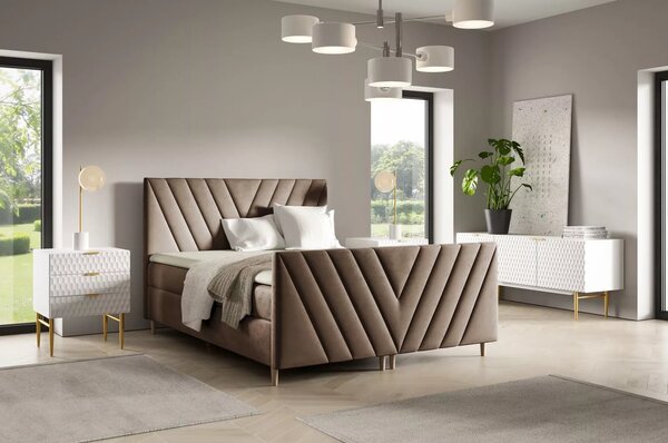 Kontinentální postel 120x220 ANAMARI PLUS - hnědá + topper ZDARMA