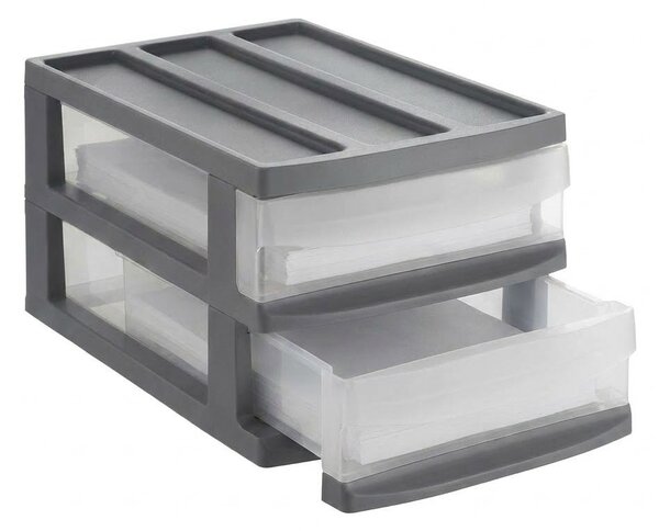 DUO M - Box se 2 zásuvkami (A4), úložný box vysunovací, antracit, Rotho SYSTEMIX