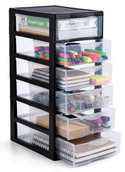SUNDIS Úložný box s 6 zásuvkami, antracit, OFFICEMIX, A4, 6A