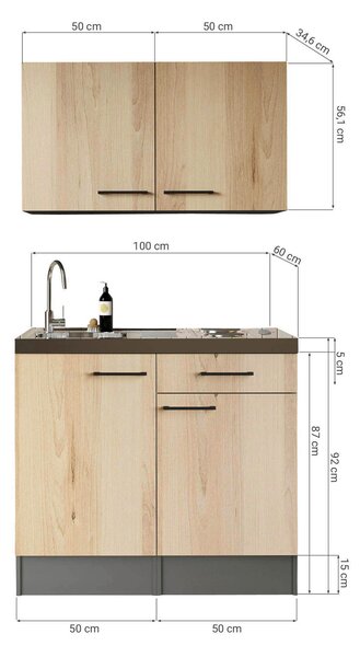 MINIKUCHYNĚ 100 cm Respekta - Online Only kuchyňské linky, Online Only