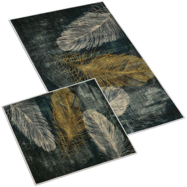 Kvalitex Koupelnová a WC předložka bez výkroje Pírko 3D SADA 60 x 100 cm + 60 x 50 cm