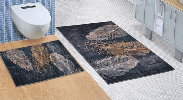 Kvalitex Koupelnová a WC předložka bez výkroje Pírko 3D SADA 60 x 100 cm + 60 x 50 cm