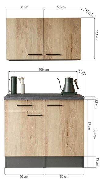 KREDENC, šedá, 100/200/60 cm Respekta - Online Only kuchyňské skříňky, Online Only