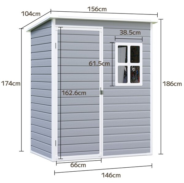BEALIFE Zahradní domek 146x104x186 cm z PP | Odolný proti povětrnostním vlivům s zámkem | Pro zahradu, terasu a balkon | CC72 Šedá