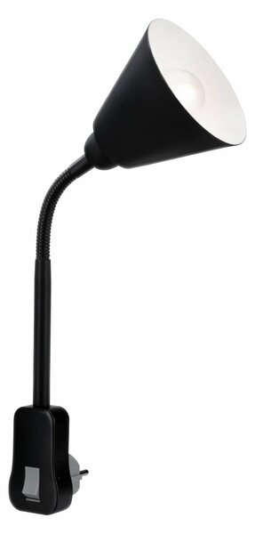 PAULMANN svítidlo do zásuvky Junus Flexarm E14 černá vypínač na lampě 954.27 P 95427