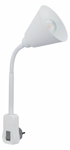 PAULMANN svítidlo do zásuvky Junus Flexarm E14 bílá vypínač na lampě 954.28 P 95428