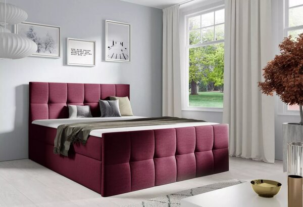 Jednolůžková postel CHLOE - 120x220, červená + topper ZDARMA
