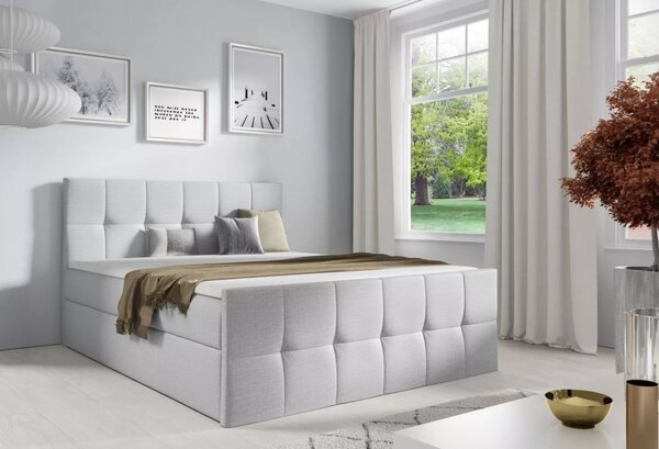 Jednolůžková postel CHLOE - 120x220, světle šedá 1 + topper ZDARMA