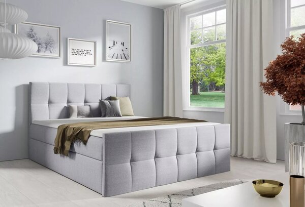 Jednolůžková postel CHLOE - 120x220, světle šedá 2 + topper ZDARMA