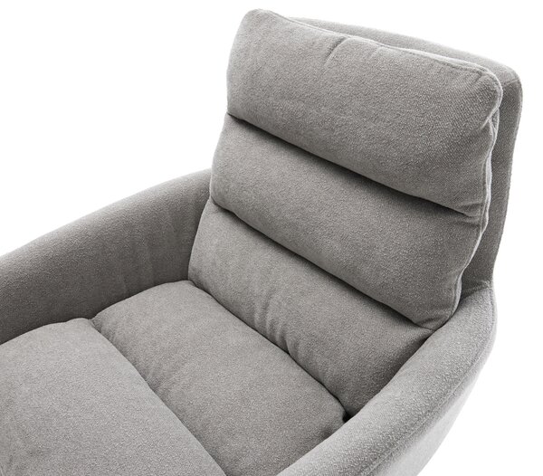 DELIFE Jídelní židle Abelia-Flex s područkami potahová látka Měkký šedá křížová podnož široká grafitová 360° otočná houpací funkce