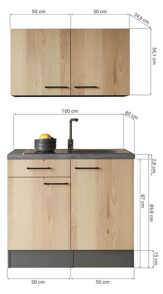 MINIKUCHYNĚ 100 cm Respekta - Online Only kuchyňské linky, Online Only