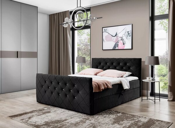 Boxspringová postel LENKA - 120x220, černá + topper ZDARMA