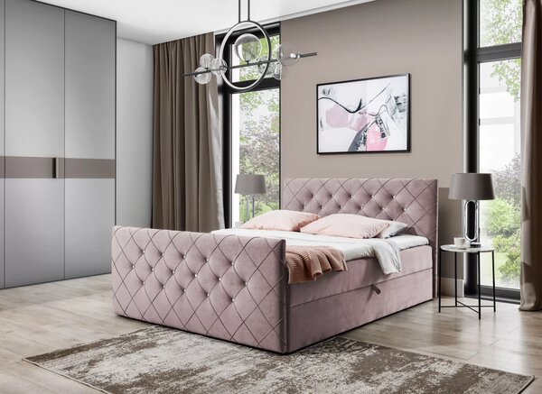 Boxspringová postel LENKA - 120x220, starorůžová + topper ZDARMA